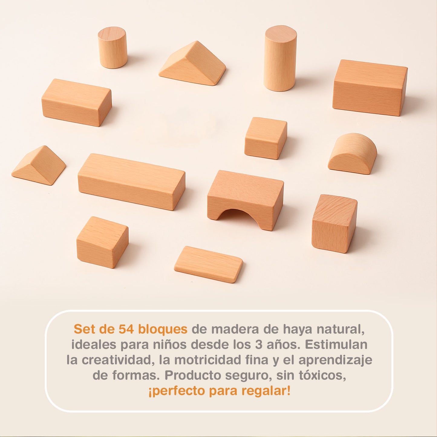 Castillo De Bloques De Madera Juego Infantil Montessori 54 piezas