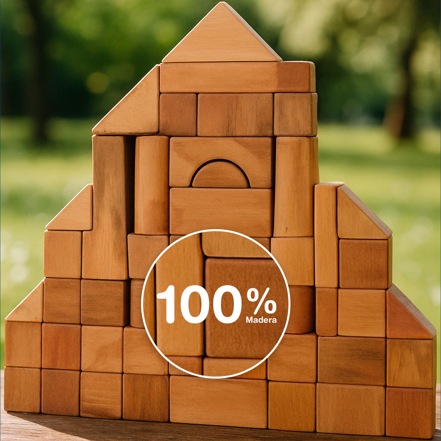 Castillo De Bloques De Madera Juego Infantil Montessori 54 piezas