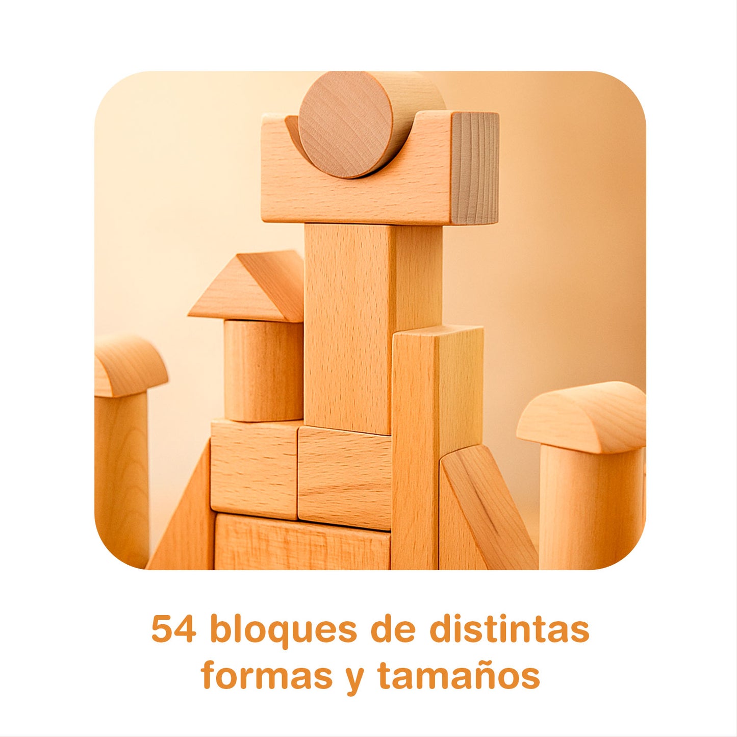 Castillo De Bloques De Madera Juego Infantil Montessori 54 piezas