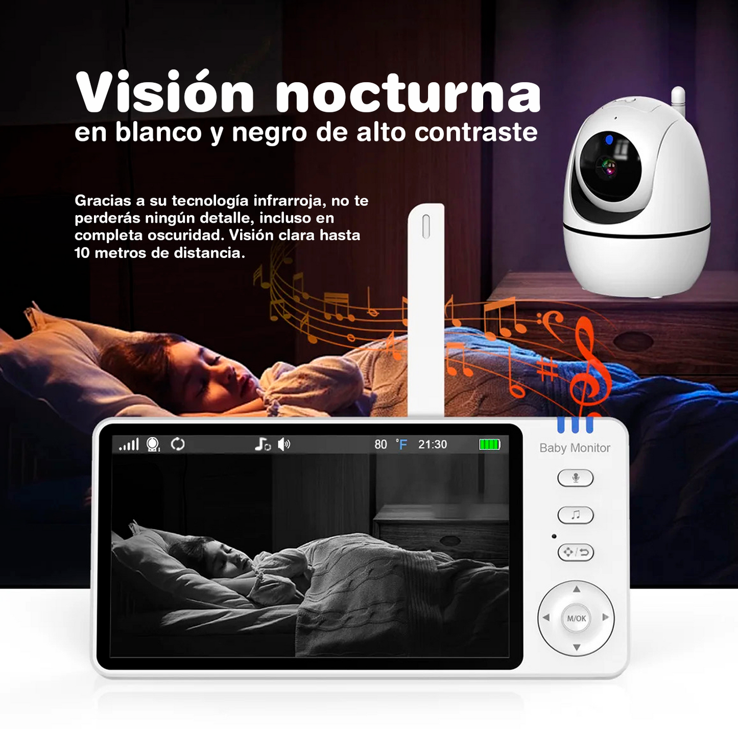 Cámara monitor bebé 360º