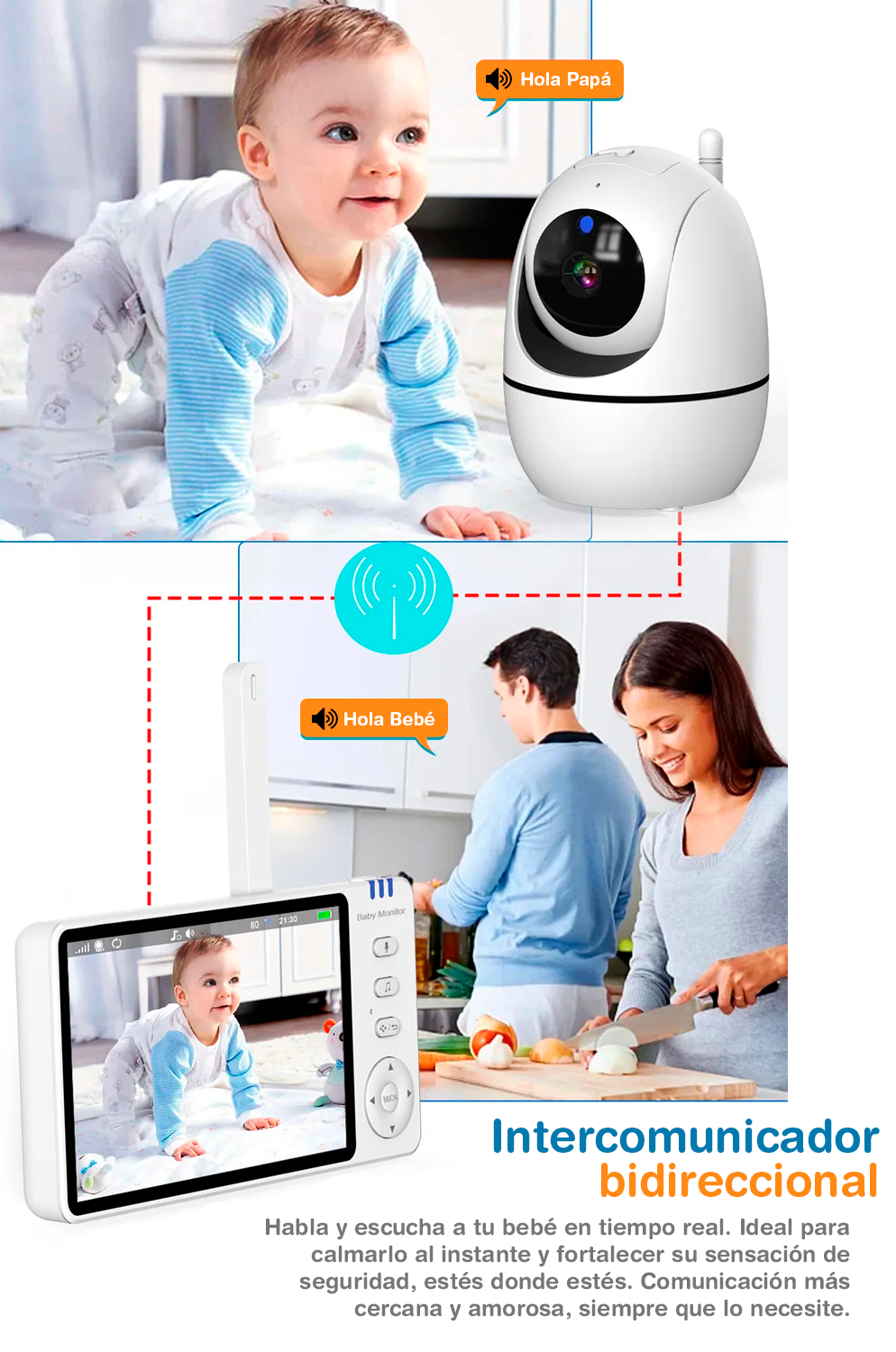 Cámara monitor bebé 360º