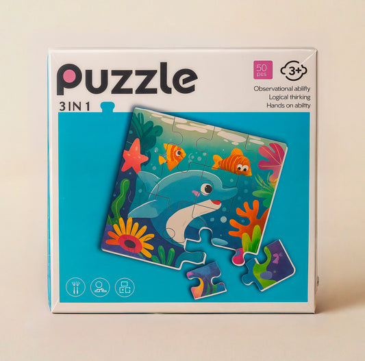 KoWün Puzzle 3 en 1 Imantado - Animales marinos