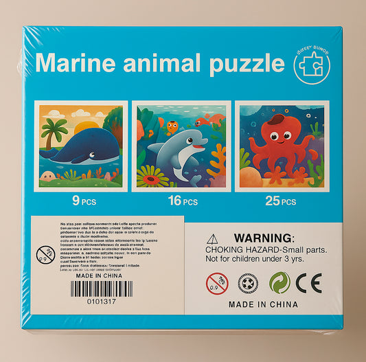 KoWün Puzzle 3 en 1 Imantado - Animales marinos