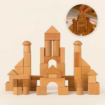 Castillo De Bloques De Madera Juego Infantil Montessori 54 piezas
