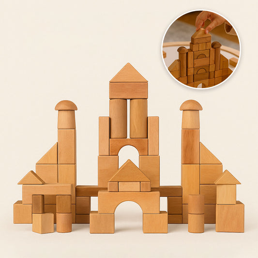 Castillo De Bloques De Madera Juego Infantil Montessori 54 piezas