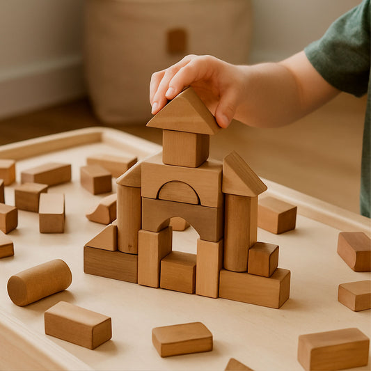 Castillo De Bloques De Madera Juego Infantil Montessori 54 piezas