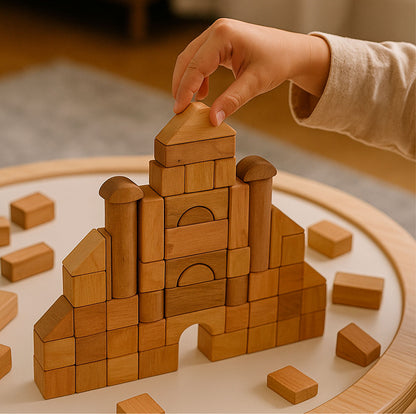 Castillo De Bloques De Madera Juego Infantil Montessori 54 piezas